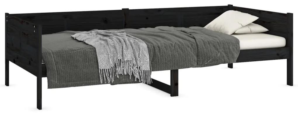 Καναπές Κρεβάτι Μαύρος 80 x 200 εκ. από Μασίφ Ξύλο Πεύκου - Μαύρο