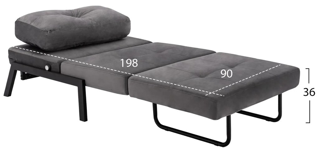 Πολυθρόνα - Κρεβάτι CONSTANCE C3078.11 Βελούδο Γκρί 95x92x66Υ εκ. 95x92x66 εκ.