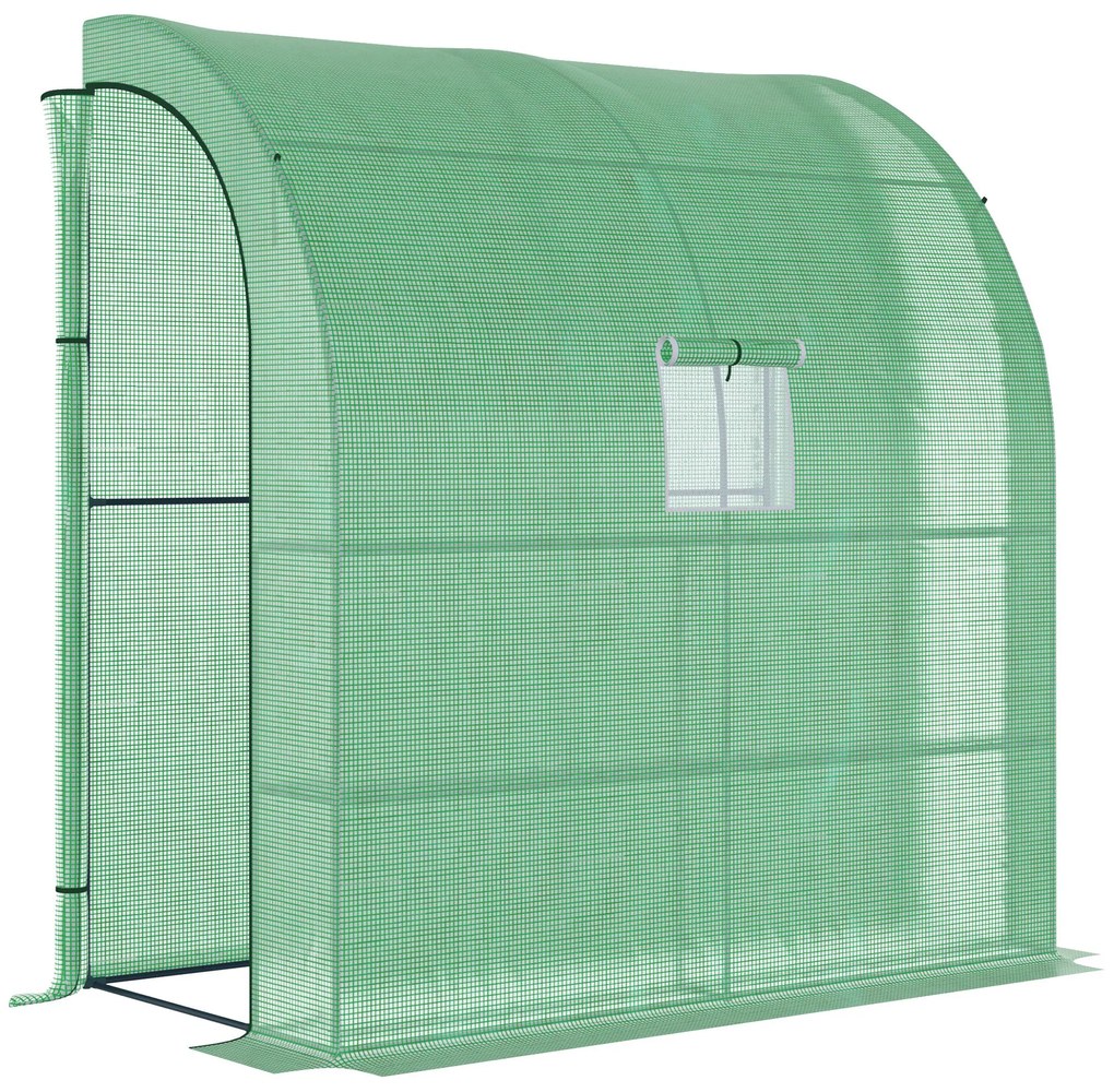Outsunny Θερμοκήπιο ντομάτας με παράθυρο πλέγματος, Θερμοκήπιο με ρολά πόρτες, Θάλαμος ανάπτυξης με προστασία UV, Πράσινο, 200 x 100 x 215 cm