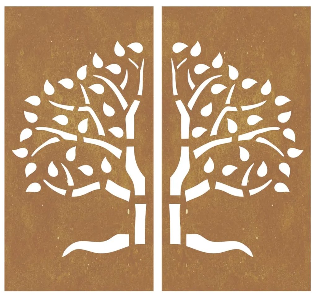 vidaXL Διακοσμητικά Κήπου Σχ. Δέντρο 2 τεμ. 105 x 55 εκ. Ατσάλι Corten