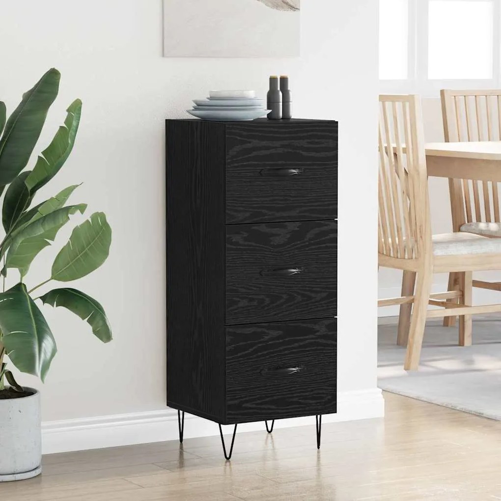 vidaXL Πλαϊνό γραφείο Μαύρη δρυς 34 x 34.5 x 90 εκ Επεξεργασμένο ξύλο