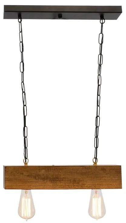 Φωτιστικό Οροφής PWL-0106 40x8x60cm Walnut-Black 099-000005 Metal,Wood