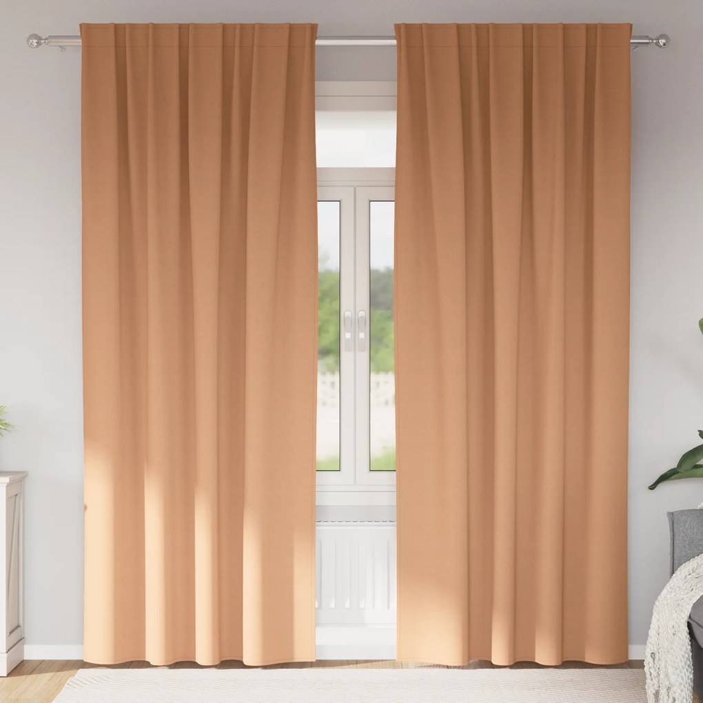 vidaXL Κουρτίνες 2 pcs Ανοιχτό καφέ 225 x 140 εκ. Πολυεστέρας