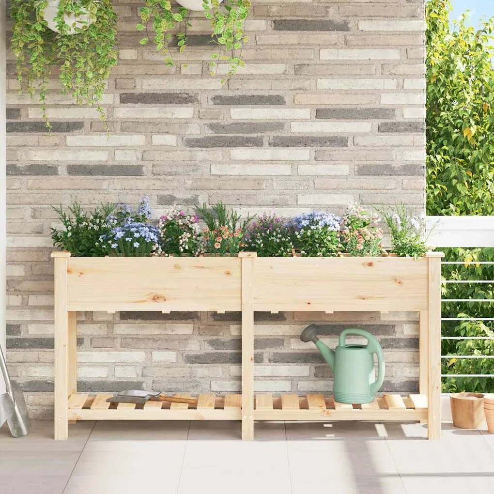 vidaXL Γλάστρα Κήπου Μπεζ 161.5 x 45 x 76.5 εκ. Στερεό ξύλο έλατου