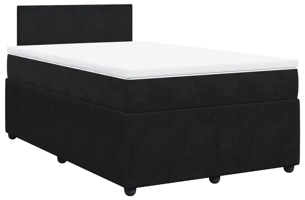 vidaXL Κρεβάτι Boxspring με Στρώμα Μαύρο 120x190 εκ. Βελούδινο