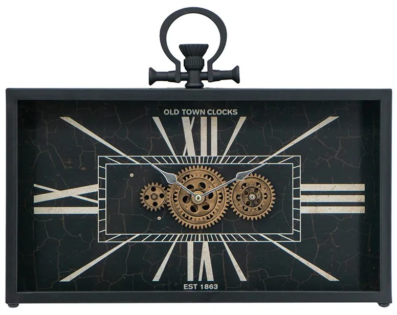 Artekko Clock Ρολόι Επιτραπέζιο με Μηχανισμό Μέταλλο Γυαλί Μαύρο Λευκό (45x8x33)cm