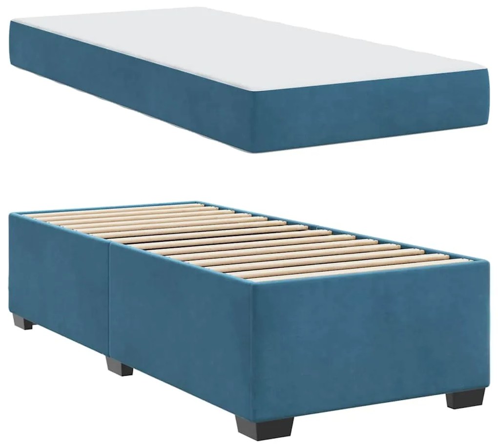 vidaXL Σκελετός Κρεβατιού Άλλο Σκούρο Μπλε 90 x 190 cm Βελούδο