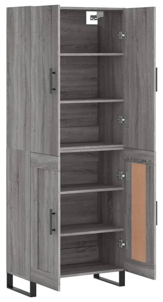 vidaXL Ντουλάπι Γκρι Sonoma 69,5 x 34 x 180 εκ. Επεξεργασμένο Ξύλο