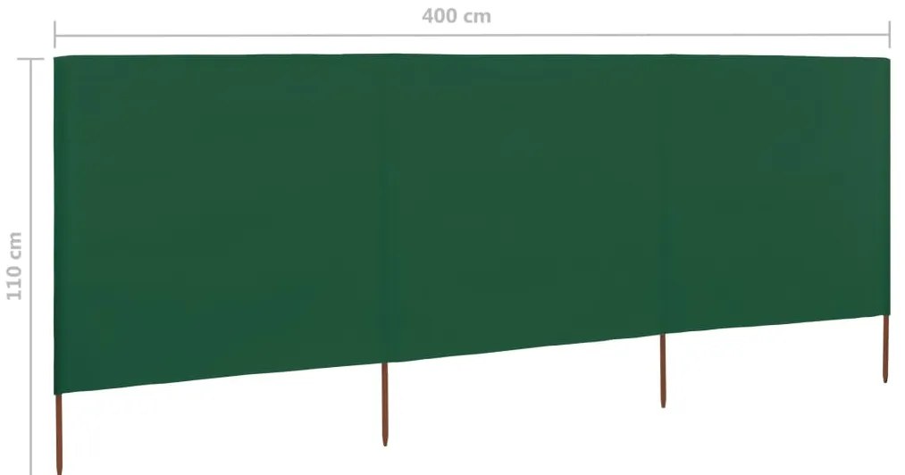 vidaXL Προστατευτικό Αέρα με 3 Πάνελ Πράσινο 400 x 80 εκ. Υφασμάτινο