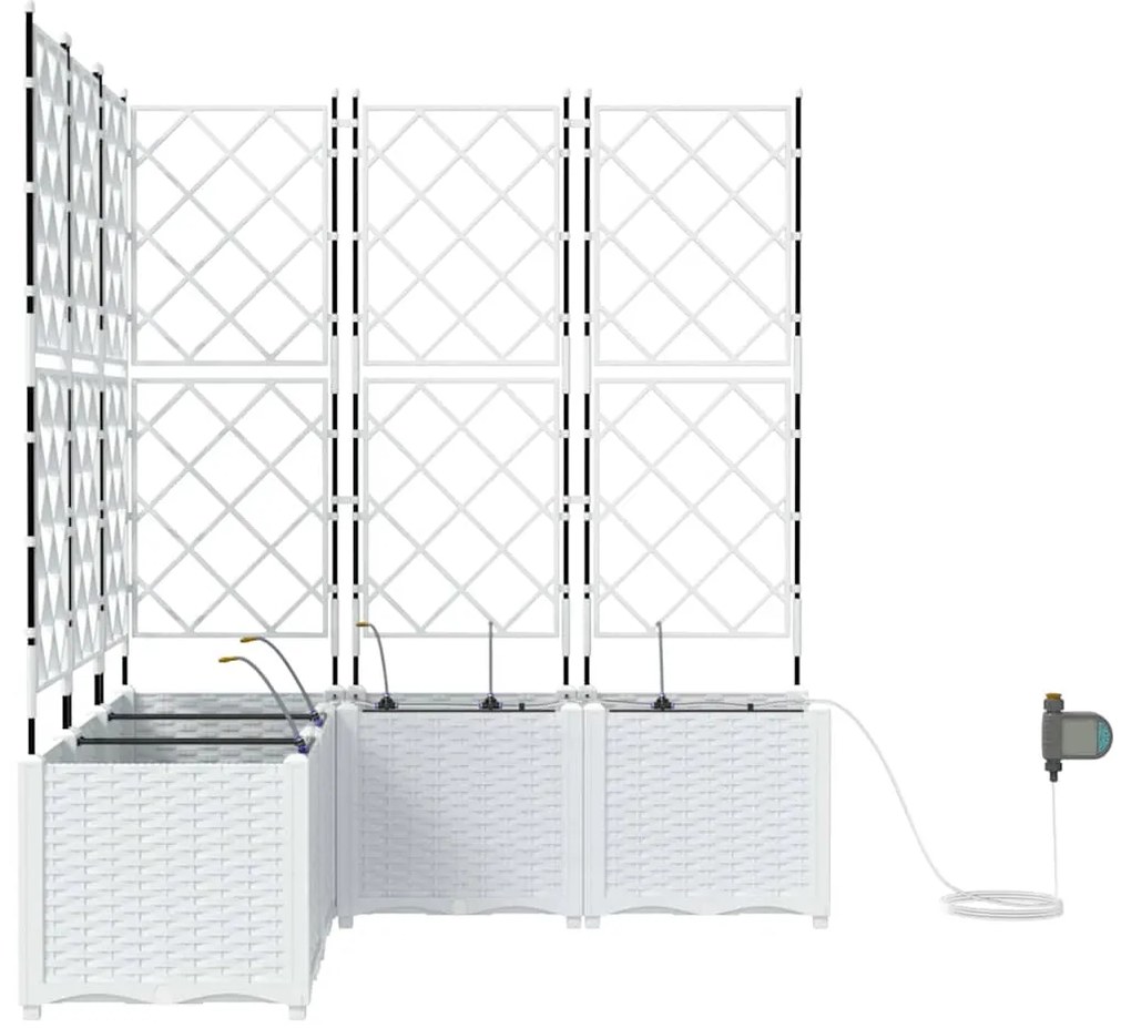 vidaXL Ζαρντινιέρες κήπου Λευκό 120 x 120 x 142 cm Ατσάλι