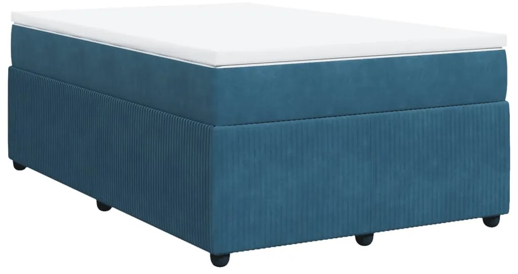vidaXL Κρεβάτι Boxspring με Στρώμα Σκούρο Μπλε 120x200 εκ. Βελούδινο