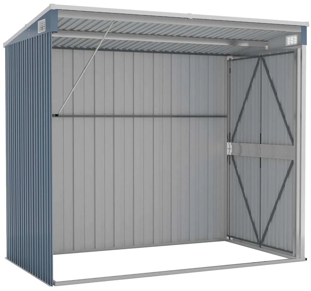 vidaXL Αποθήκη Κήπου Επιτοίχια Γκρι 118x194x178 εκ από Γαλβ. Ατσάλι