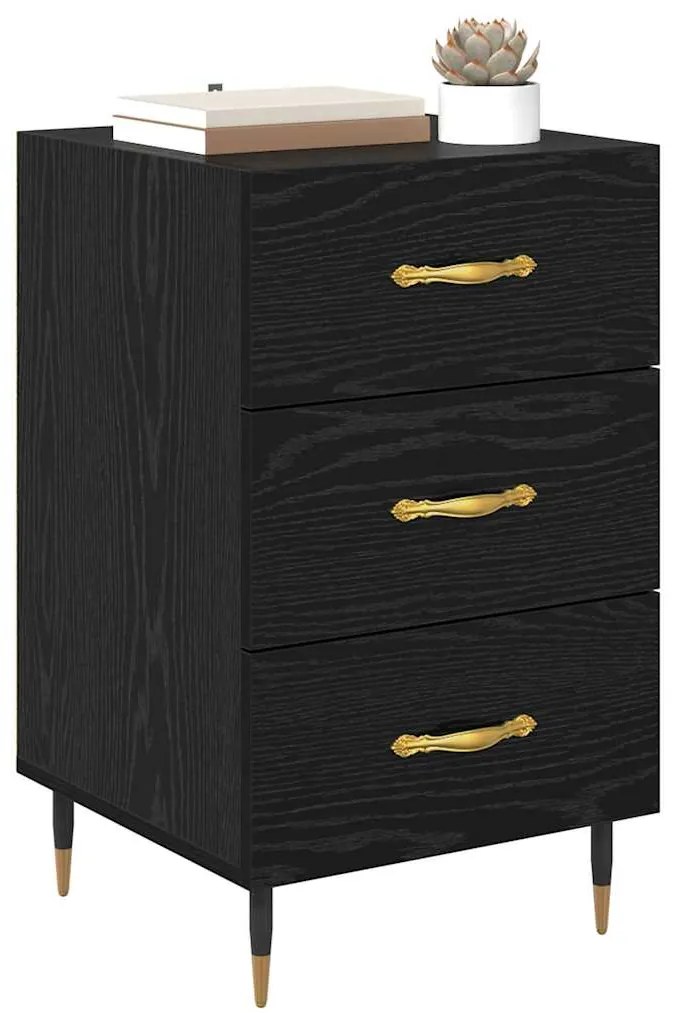 vidaXL Κομοδίνο Μαύρη Οξυά 40 x 40 x 66 εκ. Επεξεργασμένο ξύλο