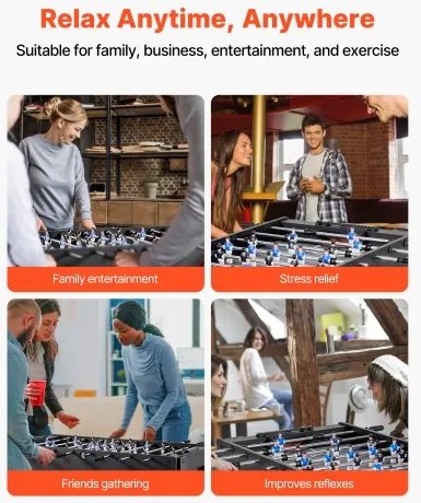VEVOR 121 cm Foosball Soccer Game Table Standard Size Foosball Table for Home