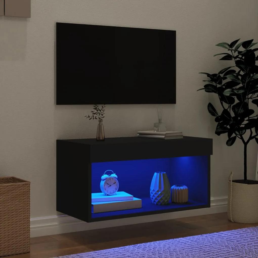 vidaXL Έπιπλο Τηλεόρασης με LED Μαύρο 60x30x30 εκ.