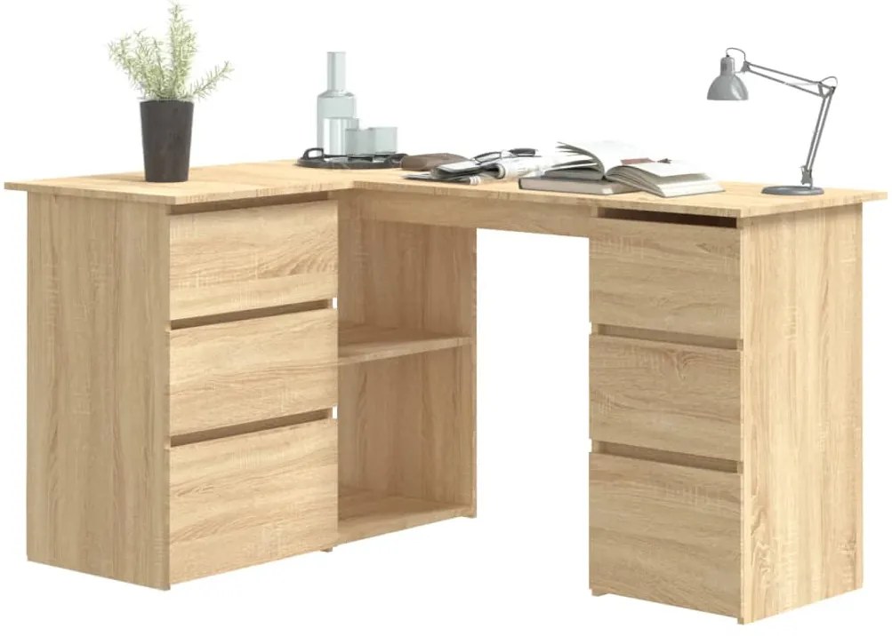 vidaXL Γραφείο Γωνιακό Sonoma Δρυς 145 x 100 x 76 εκ. από Επεξ. Ξύλο