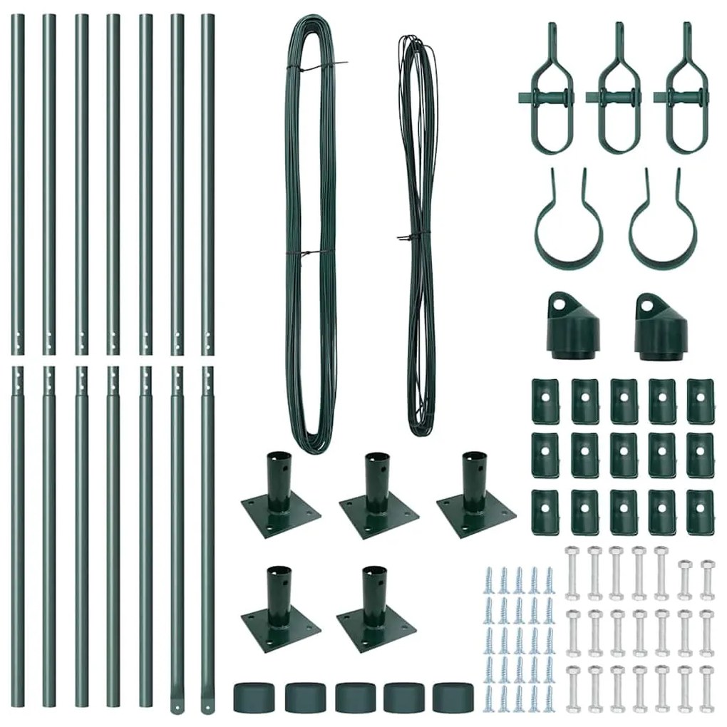 vidaXL Πό posts φράχτη Ρυθμιζόμενο Ύψος 7 pcs Πράσινο Ø32mm 170 εκ
