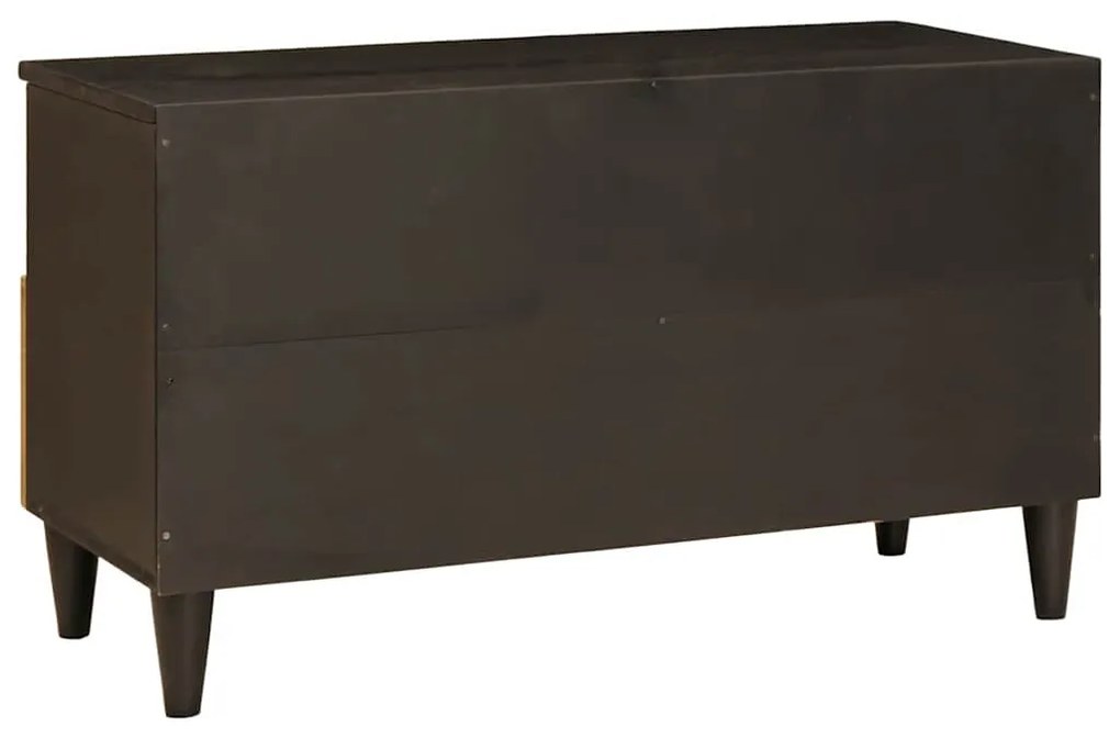 vidaXL Ντουλάπι TV Μαύρο και Χρυσό 80 x 33 x 46 εκ Μασίφ ξύλο μάνγκο