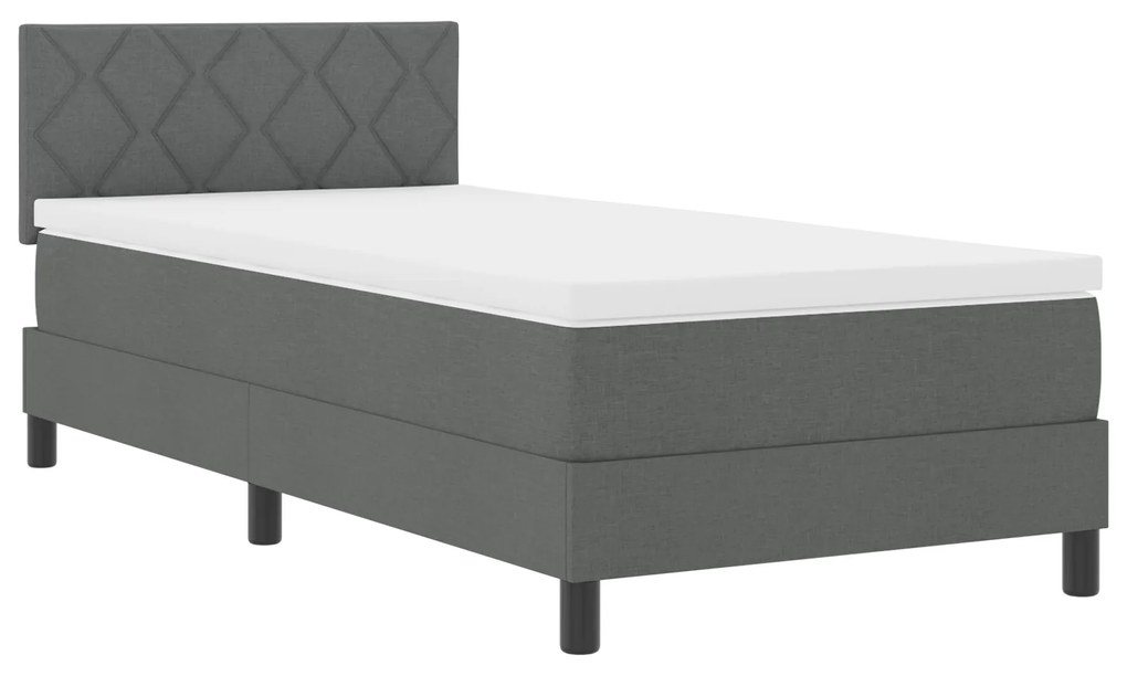 vidaXL Κρεβάτι Box Spring με Στρώμα Σκούρο Γκρι 90x200 εκ. Ύφασμα
