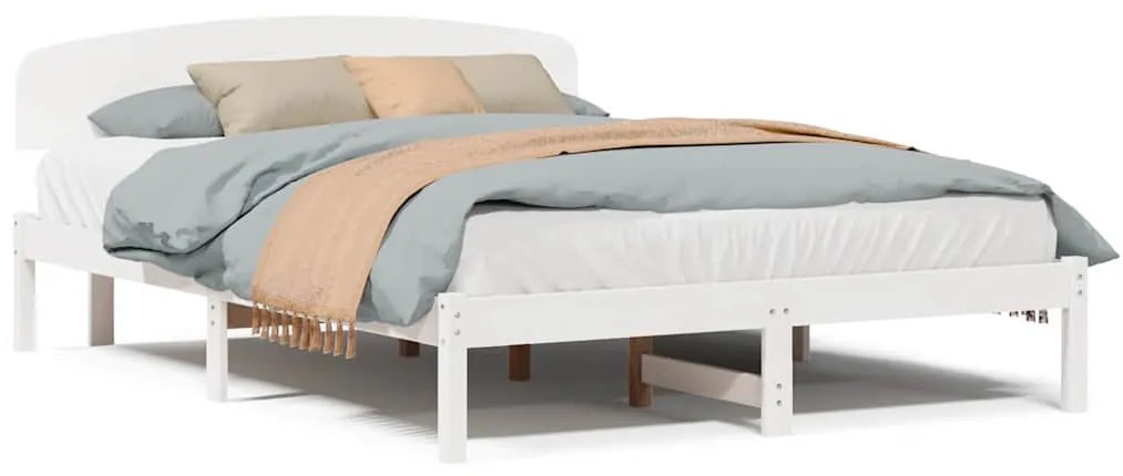 vidaXL Σκελετός Κρεβατιού Λευκό 140 x 200 cm Μασίφ ξύλο πεύκου