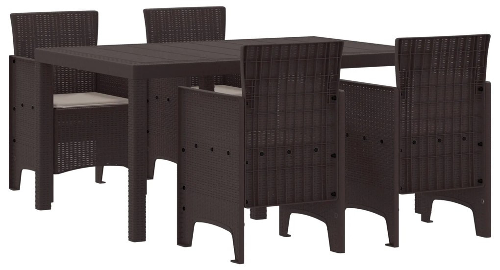 vidaXL Σετ Τραπεζαρίας Κήπου 5 pcs Καφέ 150 x 100 x 73 εκ.