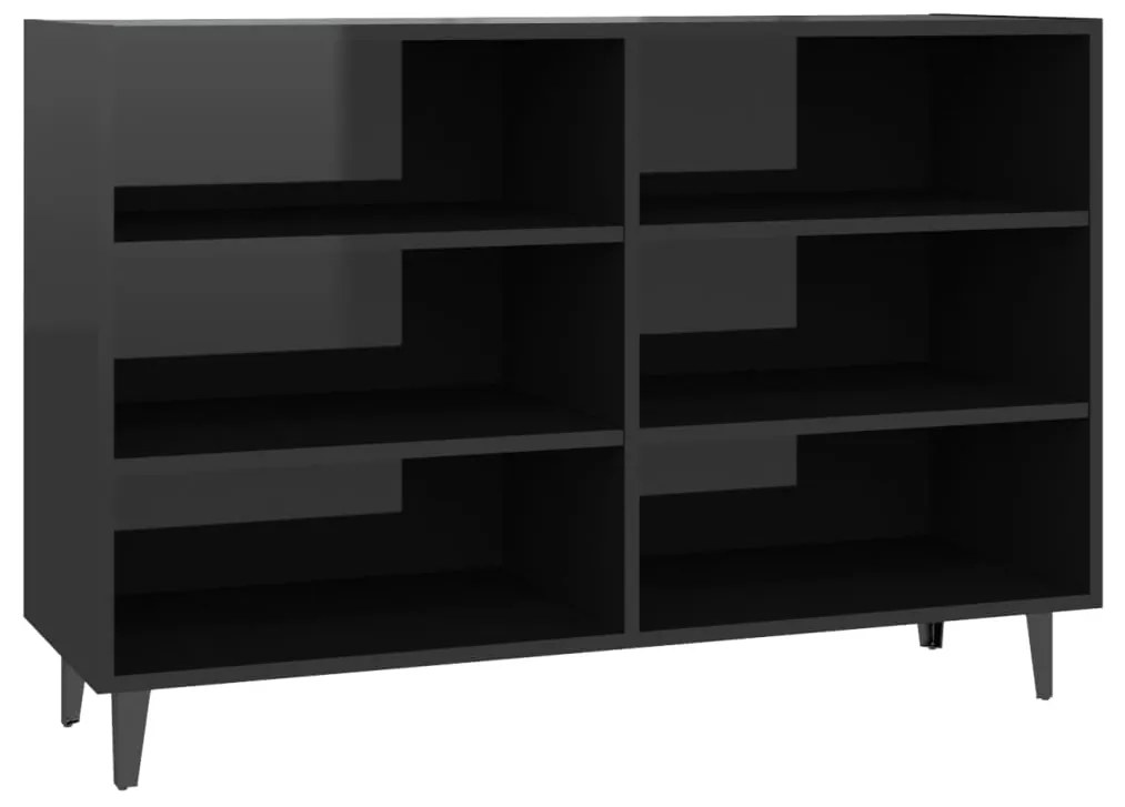 vidaXL Ραφιέρα Γυαλιστερό Μαύρο 103,5 x 35 x 70 εκ. από Επεξ. Ξύλο