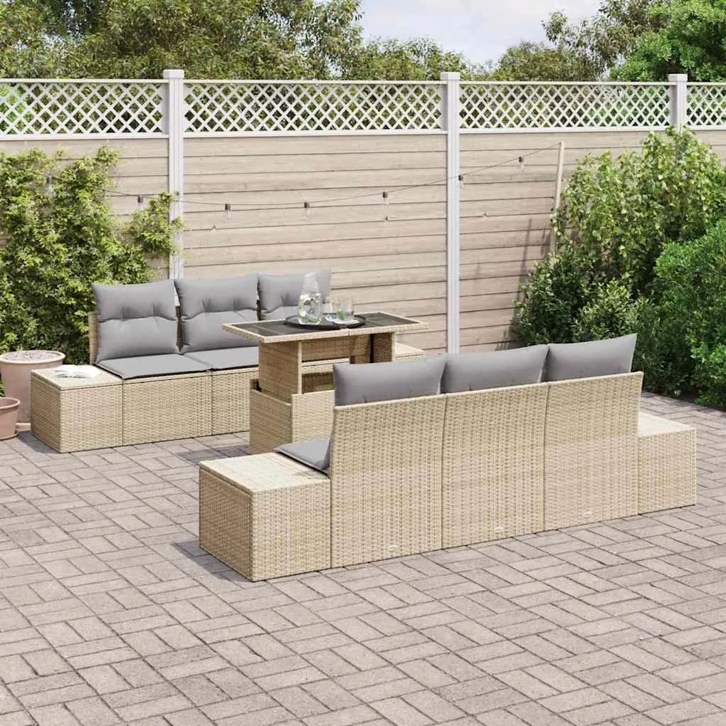vidaXL Σετ Καναπέ Κήπου 7 pcs Μπεζ, Ανοιχτό Γκρι 100 x 55 x 73 εκ