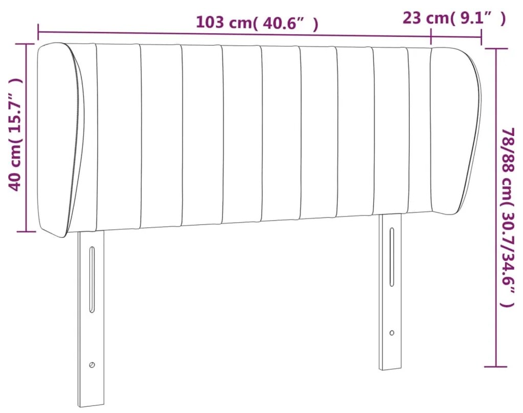 Κεφαλάρι με Πτερύγια Σκούρο Μπλε 103x23x78/88 εκ. Βελούδινο 3117428