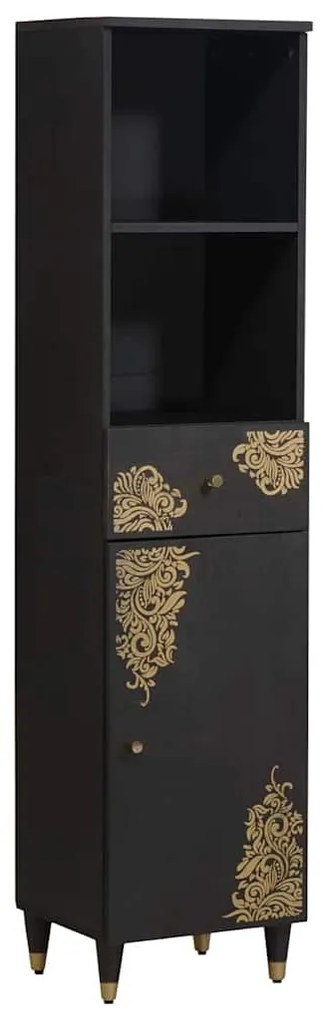 vidaXL Σετ Ντουλαπιών Μπάνιου Επιτοίχιο 4 pcs Μαύρο Στερεό ξύλο μάνγκο