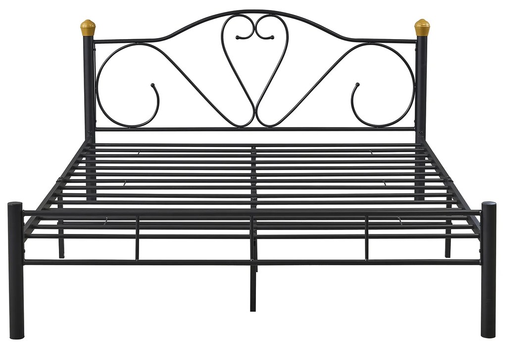 Κρεβάτι Υπέρδιπλο ArteLibre MOONRISE Μαύρο Μέταλλο Για Στρώμα 160x200cm