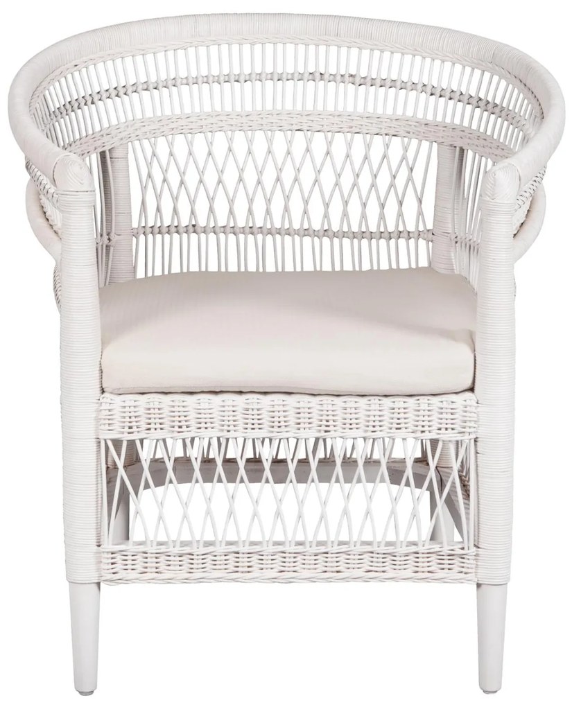 Καρέκλα - Πολυθρόνα MALAWI C9635.02 Ξύλο Μαόνι με Rattan Λευκό και Λευκό Μαξιλάρι 80x70x86Υεκ. 80x70x86 εκ.