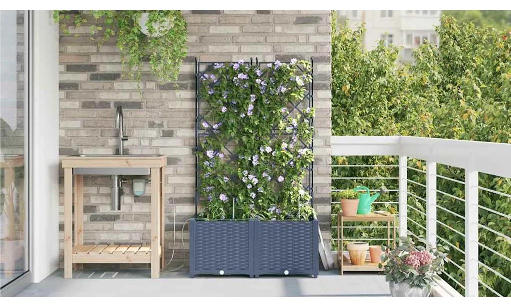 vidaXL Ζαρντινιέρες κήπου Γκρι 80 x 40 x 142 cm Ατσάλι