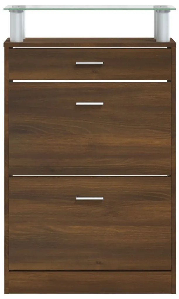 vidaXL Παπουτσοθήκη Καφέ Δρυς 63x24x104 εκ. από Επεξεργασμένο Ξύλο