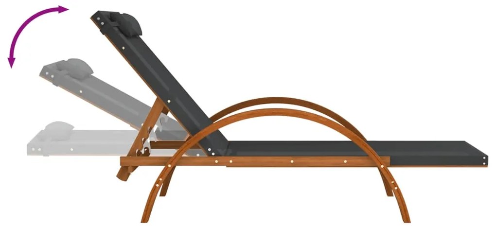 vidaXL Ξαπλώστρα Γκρι από Textilene και Μασίφ Ξύλο Λεύκας με Μαξιλάρι