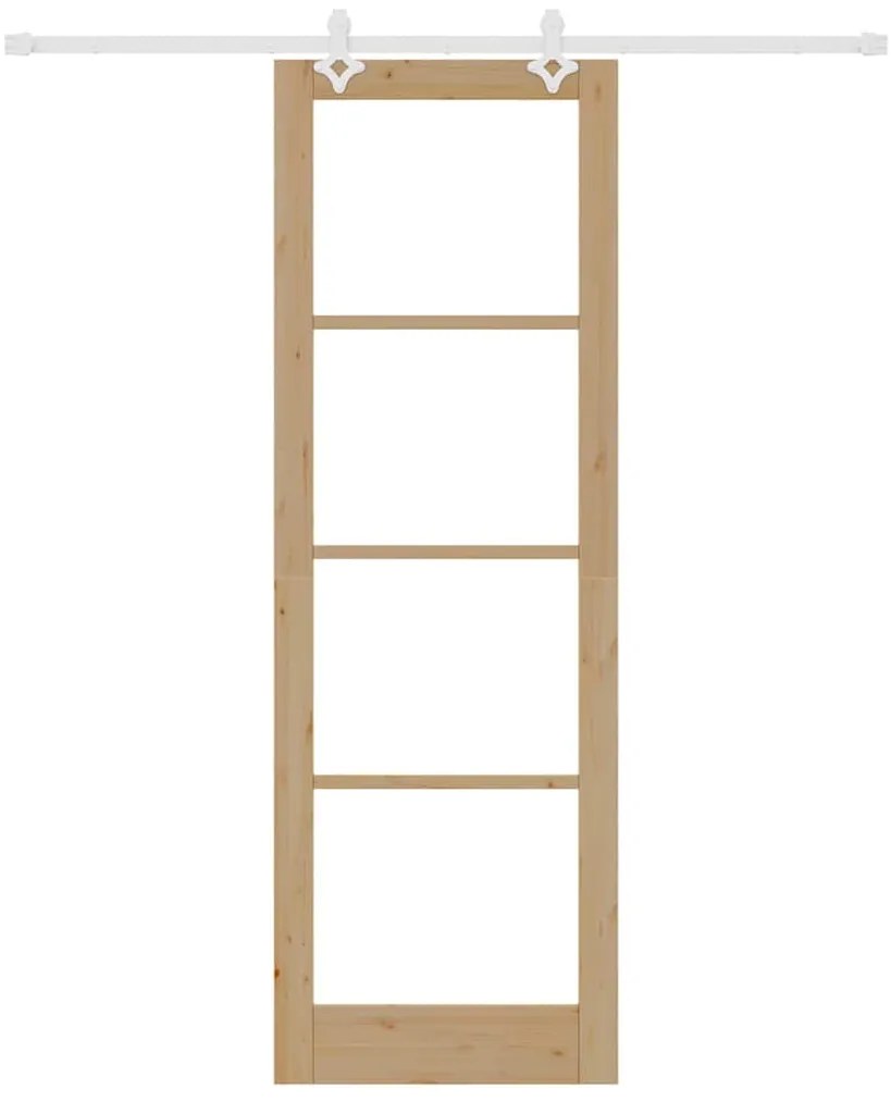 vidaXL Συρόμενη Πόρτα Καφέ 78 x 232 cm Ξύλο και μέταλλο