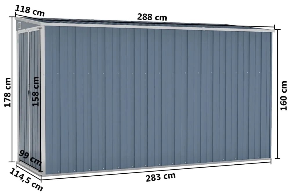 ΑΠΟΘΗΚΗ ΚΗΠΟΥ ΕΠΙΤΟΙΧΙΑ ΓΚΡΙ 118X288X178 ΕΚ ΑΠΟ ΓΑΛΒ. ΑΤΣΑΛΙ 316226