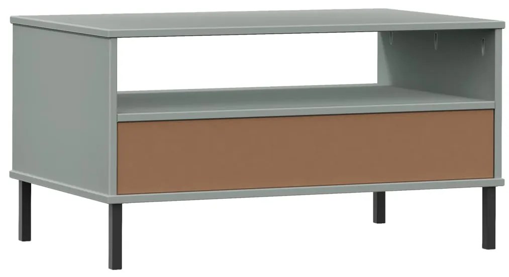 vidaXL Τραπεζάκι Σαλονιού OSLO Γκρι 85x50x45 εκ. Μασίφ Ξύλο Μετ. Πόδια