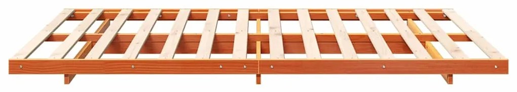 vidaXL Κρεβάτι δαπέδου Καφέ κεριού 140 x 220 cm Μασίφ ξύλο πεύκου