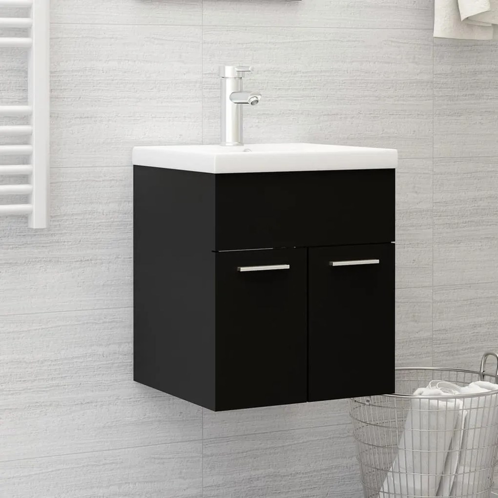 vidaXL Ντουλάπι Νιπτήρα Μαύρο 41x38,5x46 εκ. από Επεξεργασμένο Ξύλο