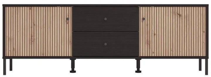 Έπιπλο Τηλεόρασης Correze 3K2F2V Μαύρος Δρύς - Artisan Oak 157x40x55 εκ. 157x40x55 εκ.