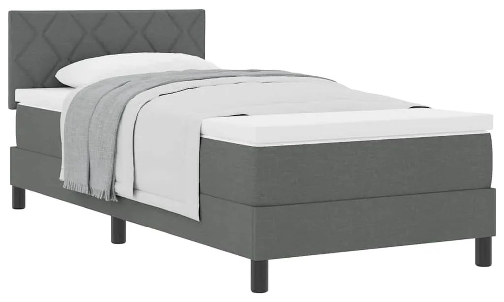 vidaXL Κρεβάτι box spring με στρώμα Σκούρο Γκρι 90 x 190 cm ύφασμα