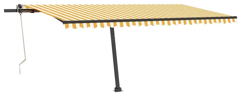 vidaXL Τέντα Αυτόματη με LED &amp; Αισθ. Ανέμου Κίτρινο/Λευκό 500x350 εκ.