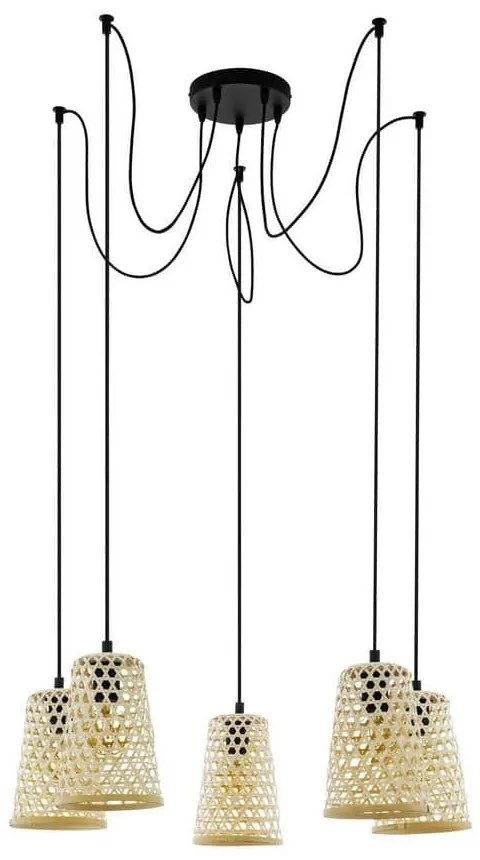 Φωτιστικό Οροφής Κρεμαστό Claverdon 43255 Natural-Black Eglo Metal,Wood