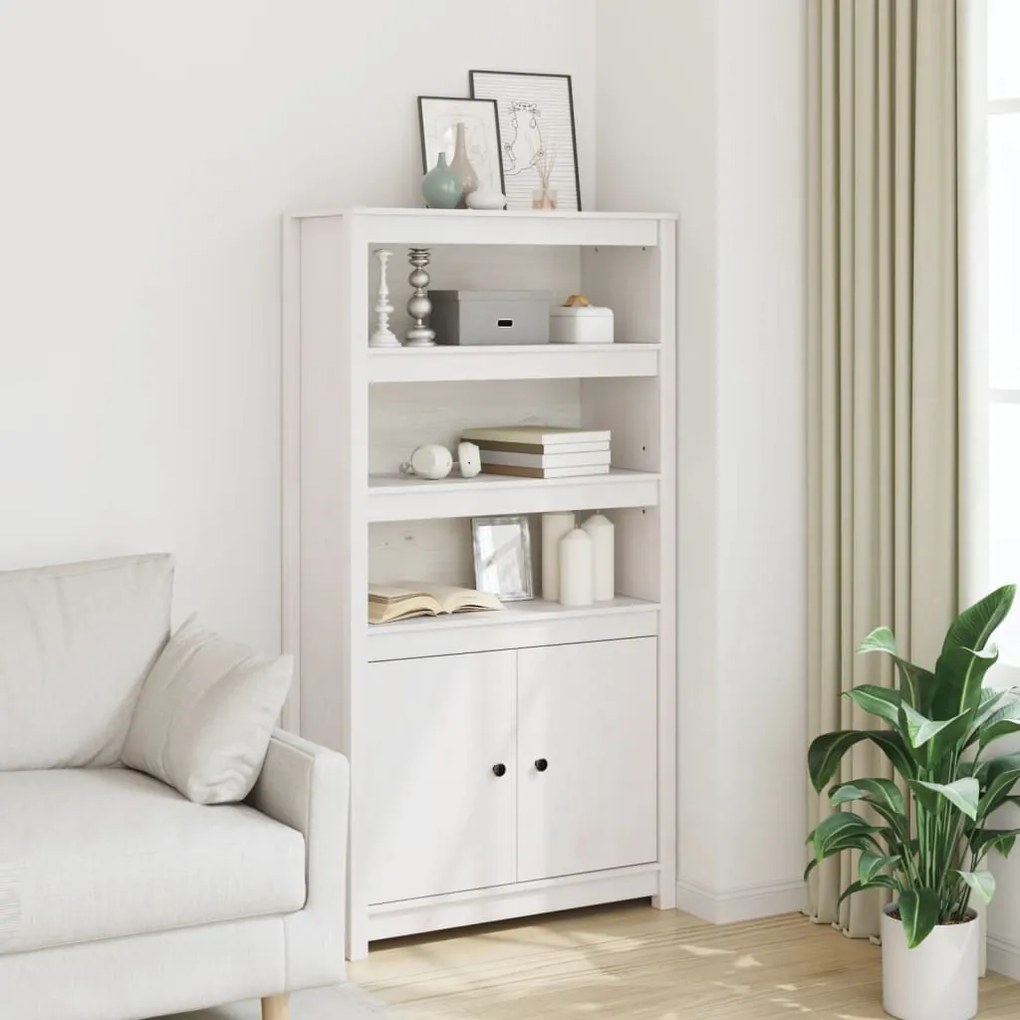 vidaXL Μπουφές Λευκός 80x35x154 εκ. από Μασίφ Ξύλο Πεύκου