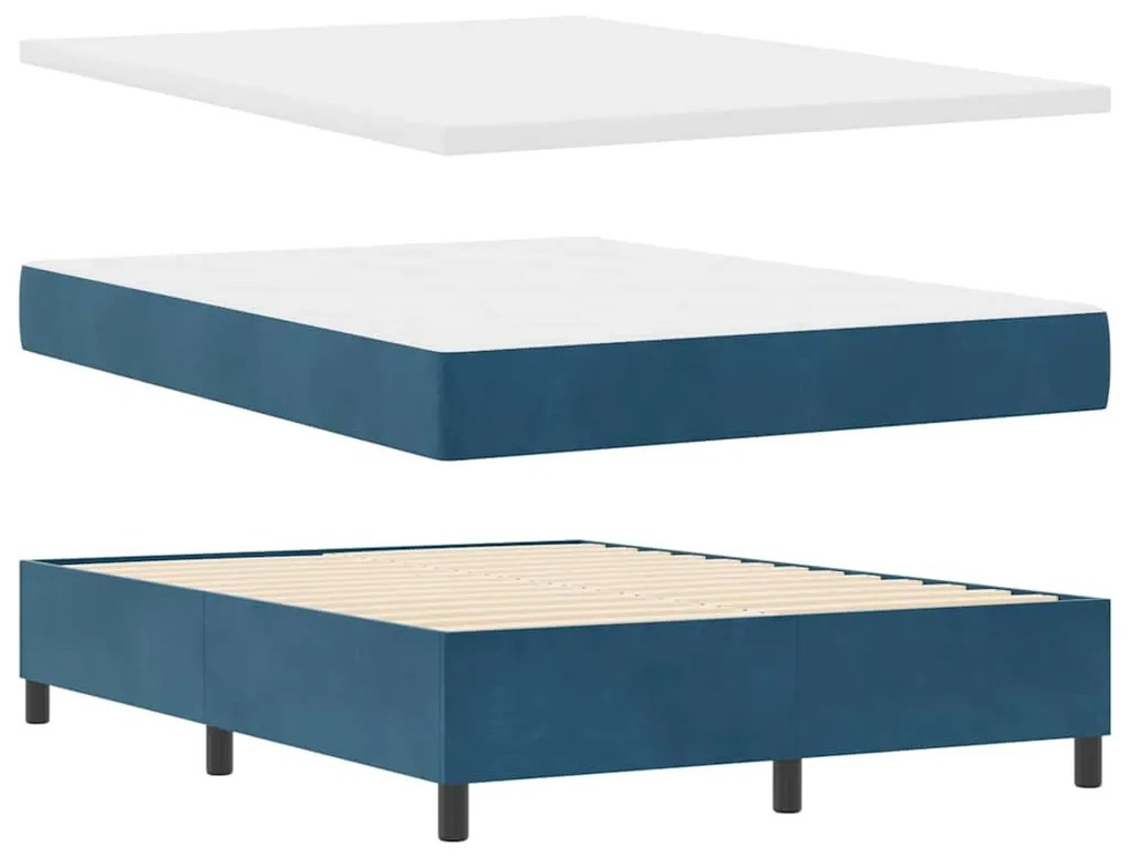 vidaXL Κρεβάτι με ελατήρια με κεφαλάρι Μπλε 140 x 190 cm Βελούδο