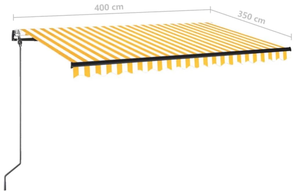 Τέντα Αυτόματη με LED &amp; Αισθ. Ανέμου Κίτρινο/Λευκό 400x350 εκ. - Κίτρινο