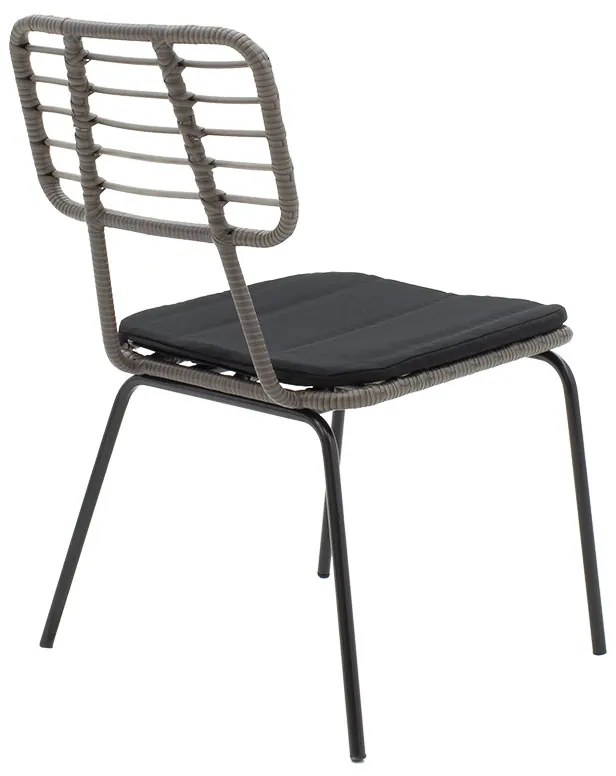 Καρέκλα κήπου Naoki pakoworld μέταλλο μαύρο-pe γκρι - Πολυπροπυλένιο - 140-000014