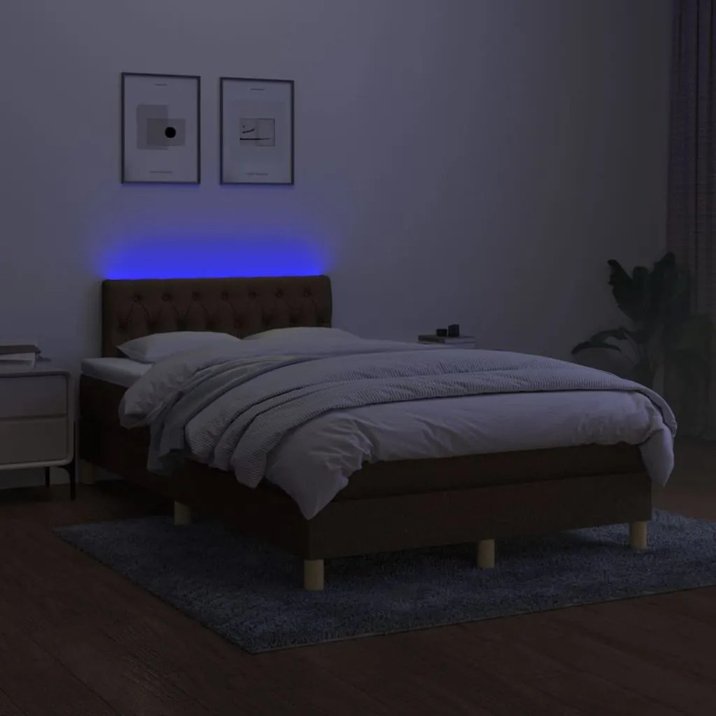 ΚΡΕΒΑΤΙ BOXSPRING ΜΕ ΣΤΡΩΜΑ &amp; LED ΣΚ.ΚΑΦΕ 120X200 ΕΚ ΥΦΑΣΜΑΤΙΝΟ 3133944