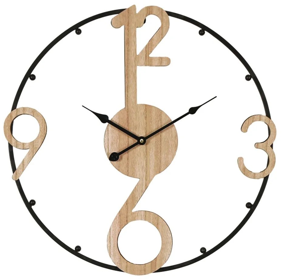 Ρολόι Τοίχου Broda 351-000020 Φ50x3cm Natural-Black Inart Mdf, Metal