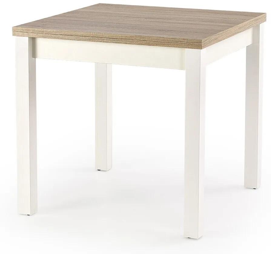 Τραπέζι Houston 224, Sonoma οξιά, Άσπρο, 76x80x80cm, 32 kg, Επιμήκυνση, Πλαστικοποιημένη μοριοσανίδα, Ινοσανίδες μέσης πυκνότητας | Epipla1.gr